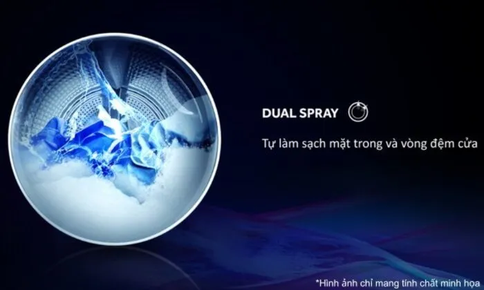 Công nghệ Dual Spray làm sạch mặt trong & vòng đệm cửa